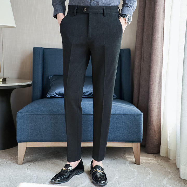 Herren schicke Anzughose mit schmalem Schnitt und feiner Struktur Aliams