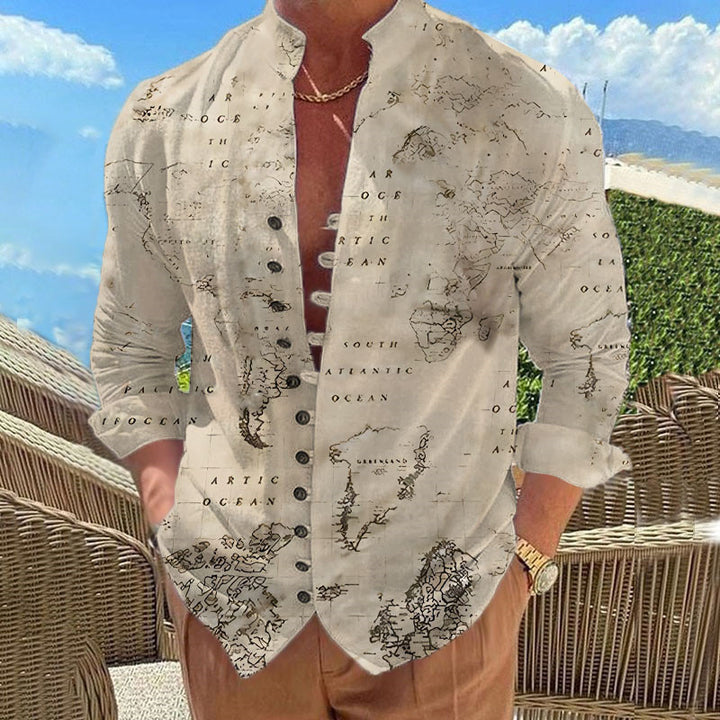 Herren Hemd im Weltkarten-Design Aliams