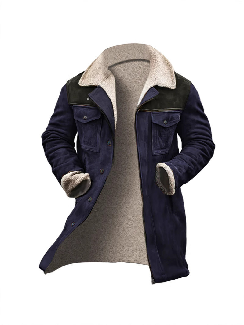 Herren verspielt schicke Wildlederjacke mit warmem Fleecefutter Aliams