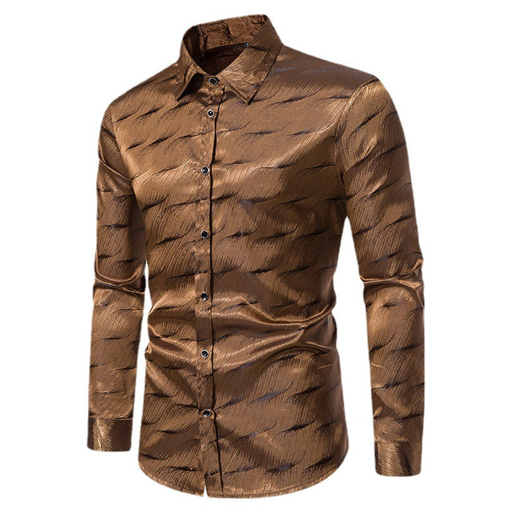 Herren elegantes Langarmhemd mit strukturiertem Oberflächenmuster Aliams