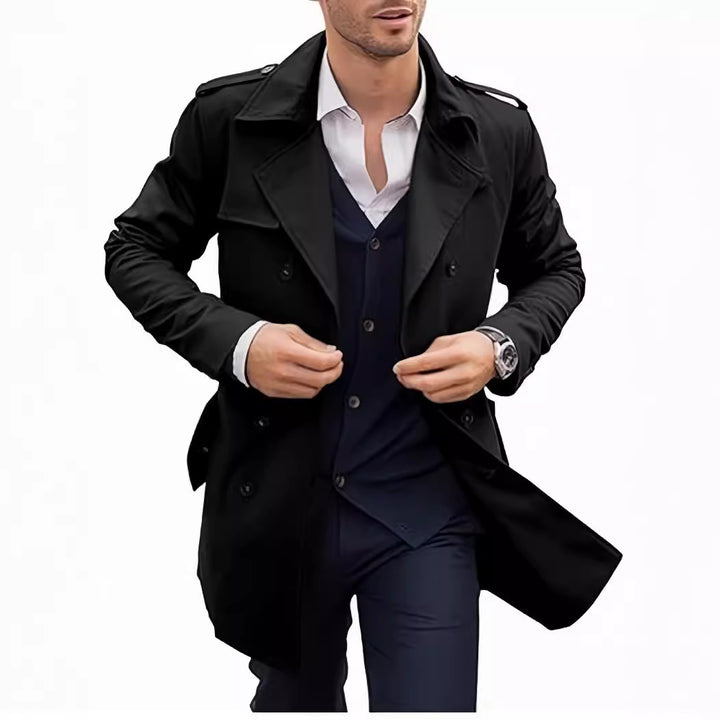 Herren eleganter Trenchcoat mit doppelter Knopfleiste und hochwertigem Innenfutter Aliams