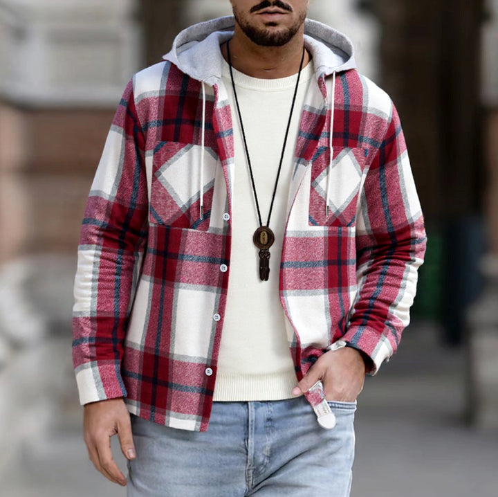 Herren Freizeitjacke mit Kapuze und Karomuster Aliams