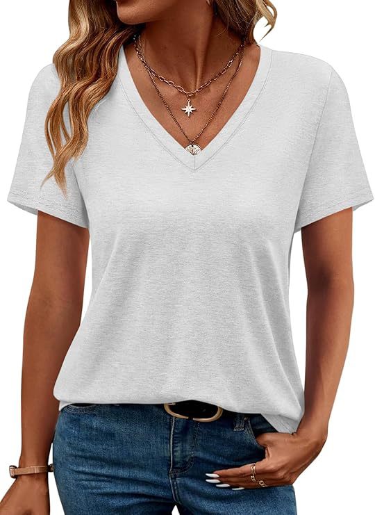 Damen V-Ausschnitt T-Shirt Aus Weichem Single Jersey Aliams