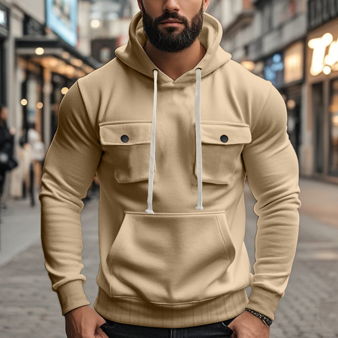 Herren Kapuzenpullover mit modernen Taschen und elastischen Bündchen Aliams