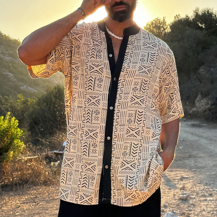 Herren Kurzarm-Hemd mit grafischem Muster Aliams
