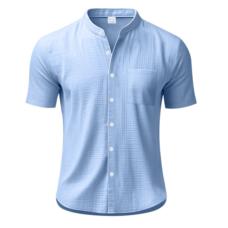 Herren Kurzarm-Henley-Shirt mit strukturiertem Design und Brusttasche Aliams