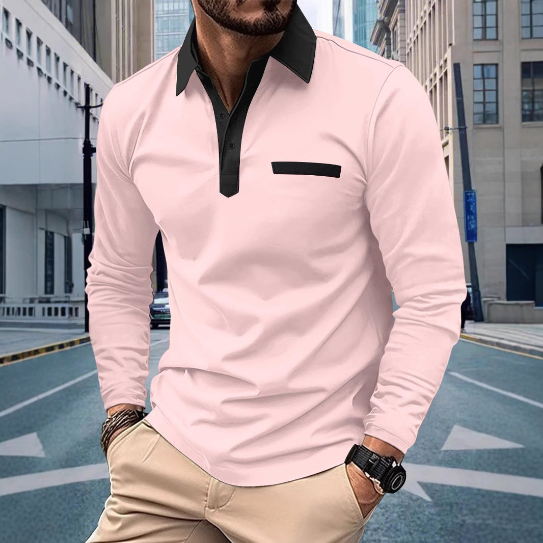 Herren Sportliches Langarmshirt mit kontrastierendem Kragen Aliams