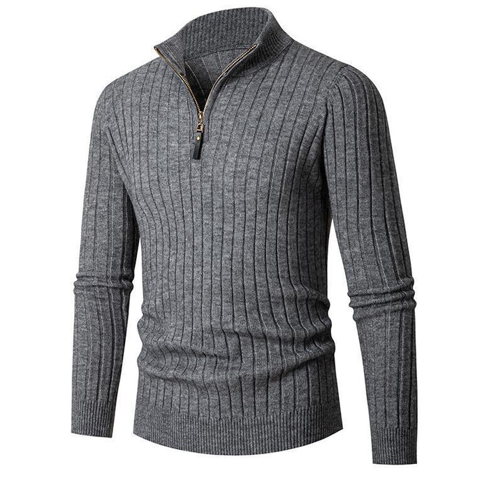 Herren Pullover mit Stehkragen und strukturiertem Rippdesign Aliams