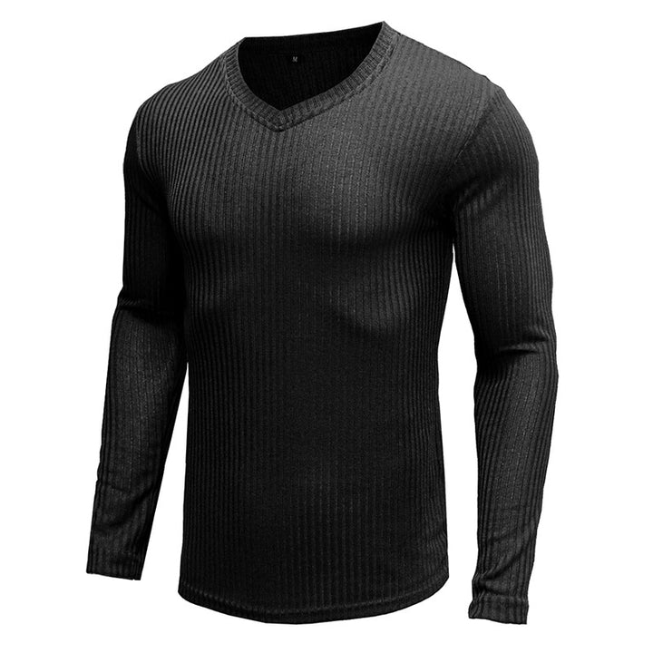 Herren Strukturierter V-Ausschnitt Pullover Aliams