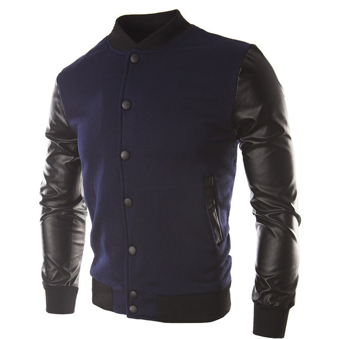 Herren sportliche Bomberjacke mit hochwertigem Lederbesatz Aliams