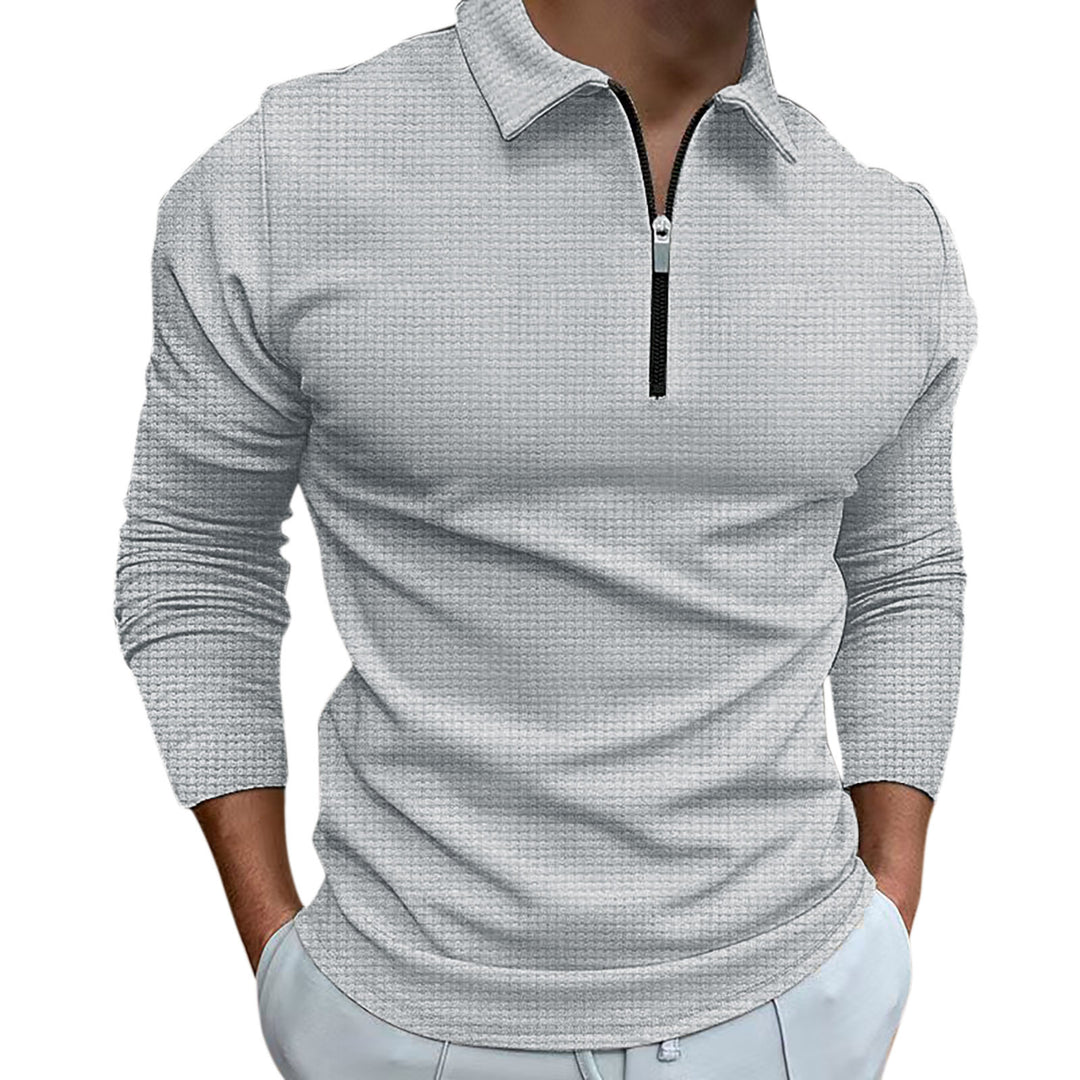 Herren Poloshirt mit Reißverschluss und strukturiertem Design Aliams
