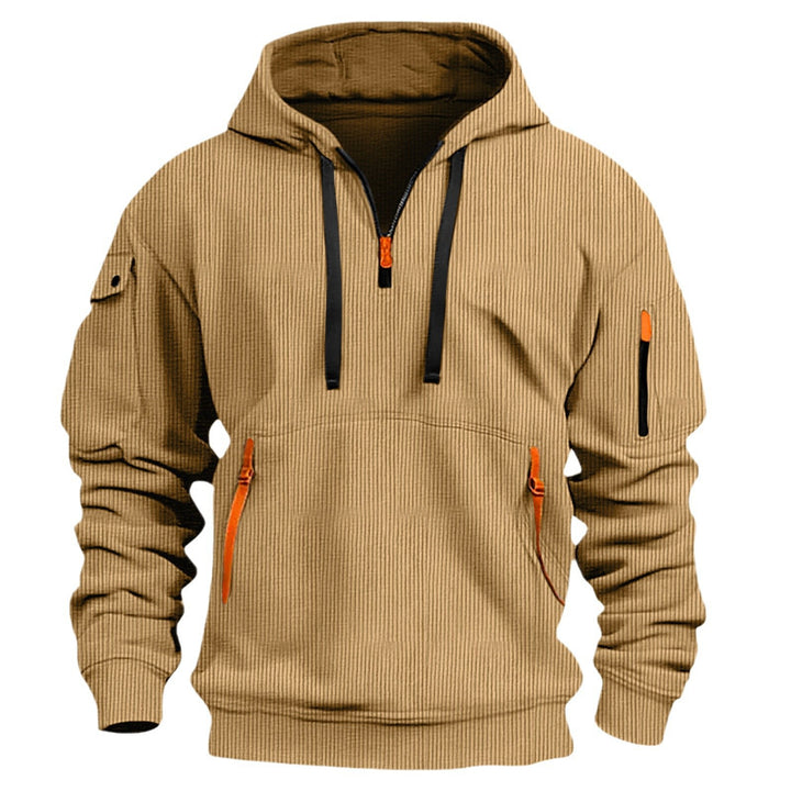 Herren Freizeit-Hoodie mit Kängurutasche und Zwei-Wege-Reißverschluss Aliams