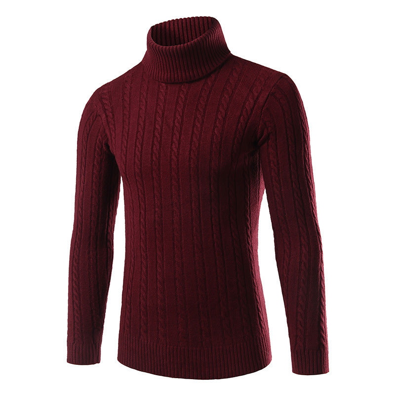 Herren stilvoller Rollkragenpullover mit Zopfmuster Aliams