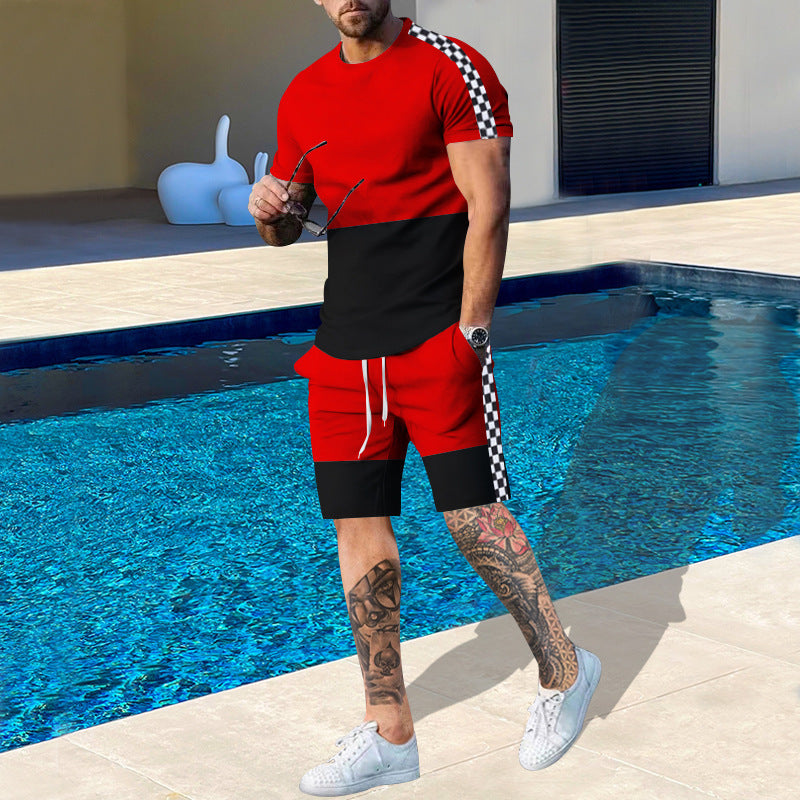 Herren sportliches Kurzarm-Set mit kontrastierenden Seiteneinsätzen Aliams