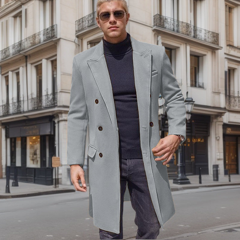 Herren eleganter Doppelknebel-Mantel mit stilvollem Schnitt und modischen Details Aliams