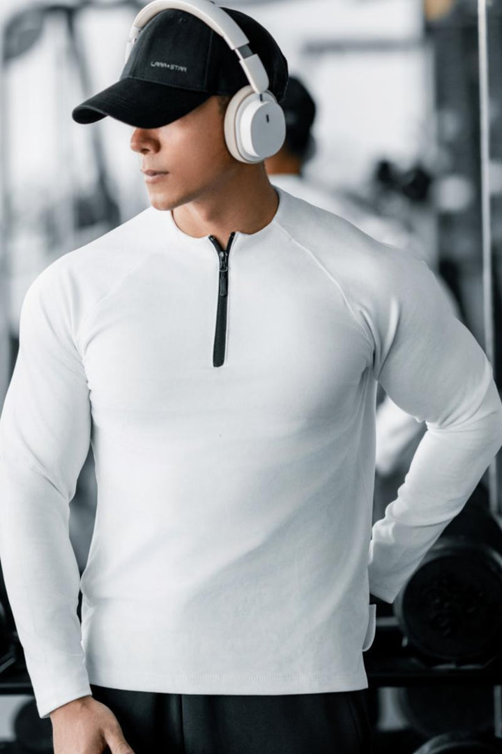 Herren Langarm Workout Shirt mit innovativem Reißverschluss Aliams