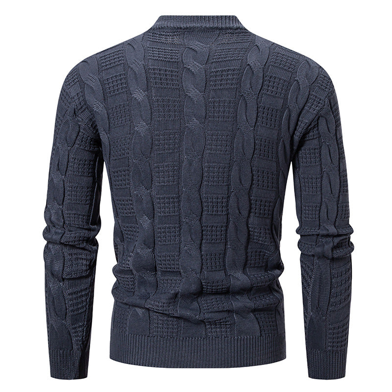 Herren Hochwertiger Grobstrickpullover mit Stehkragen und dekorativem Muster Aliams