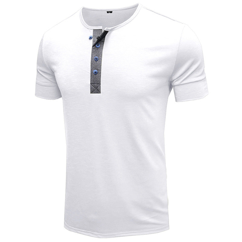 Herren Kurzarm-Henley-Shirt mit stilvollem Knopfdetail Aliams