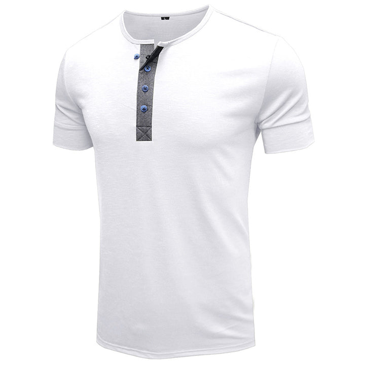 Herren Kurzarm-Henley-Shirt mit stilvollem Knopfdetail Aliams