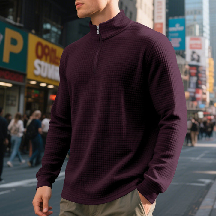 Herren funktionaler Pullover mit halbem Reißverschluss und strukturiertem Design Aliams