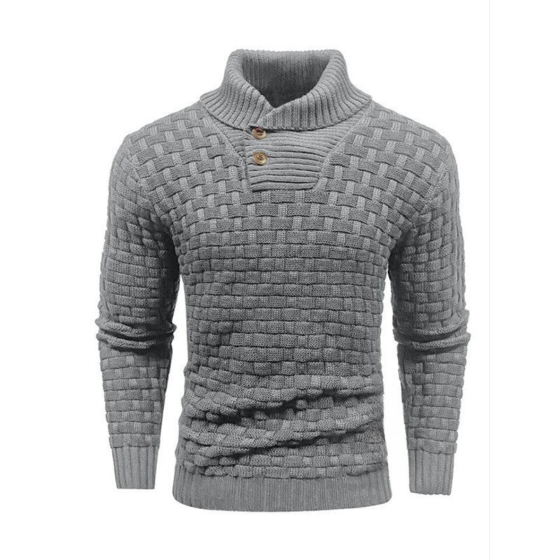 Herren Strickpullover mit Strukturiertem Muster und Modernem Stehkragen Aliams