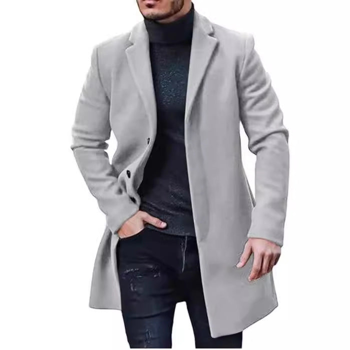 Herren eleganter Wollmantel mit zeitloser Silhouette und klassischem Revers Aliams