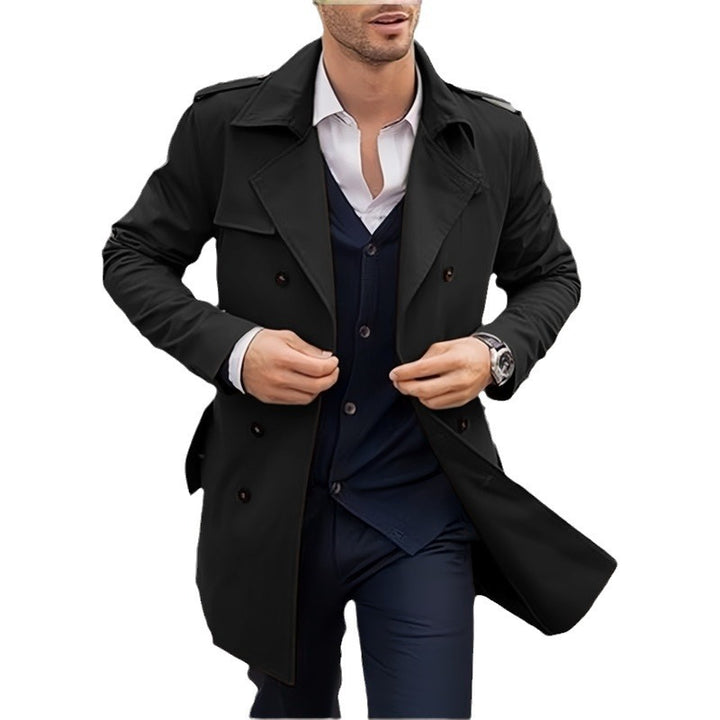 Herren klassischer Trenchcoat im zeitlosen Design mit knöpfbaren Taschen Aliams