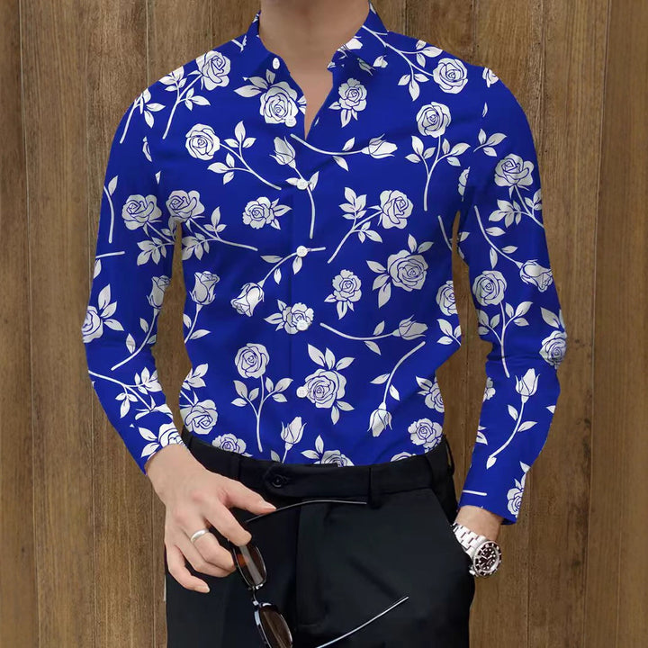 Herren Bluse mit floralem Design Aliams