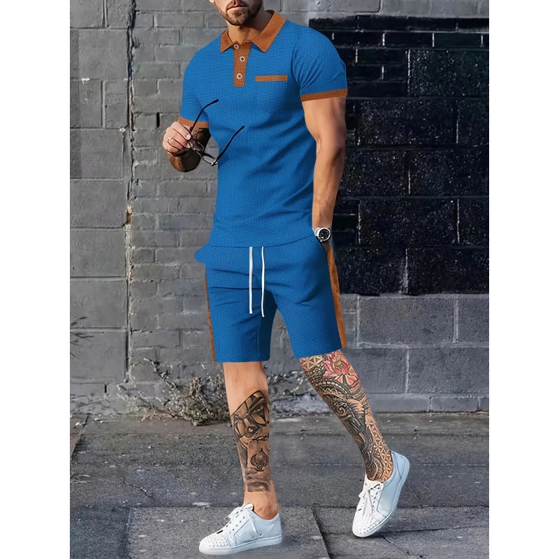 Herren Poloshirt und Shorts Set mit stylischem Kontrastdesign Aliams
