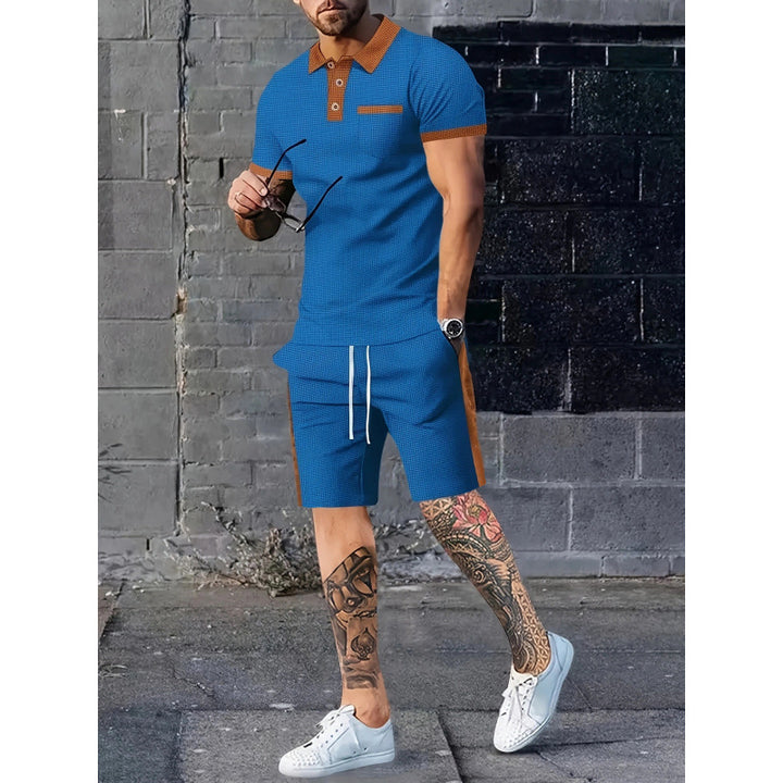 Herren Poloshirt und Shorts Set mit stylischem Kontrastdesign Aliams