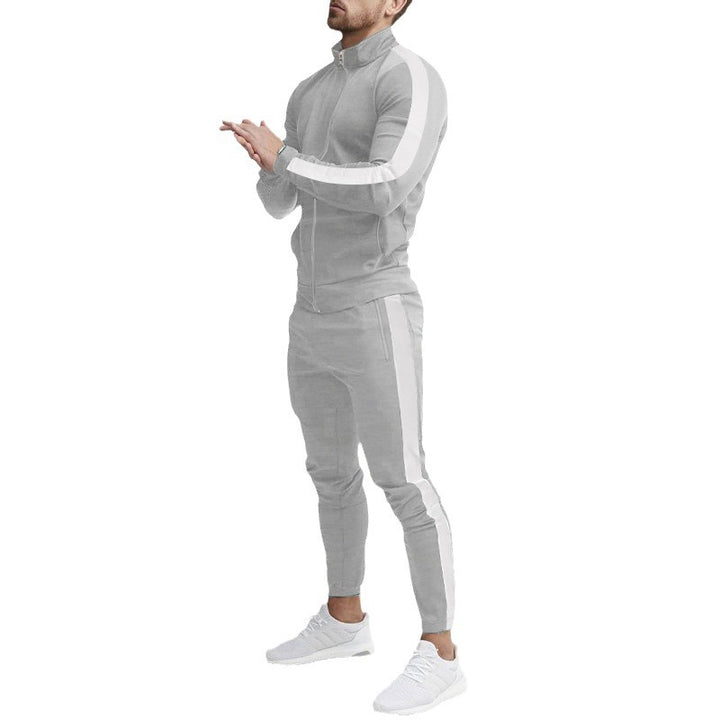 Herren Sportlicher Trainingsanzug mit Reißverschluss und farbigen Streifen Aliams