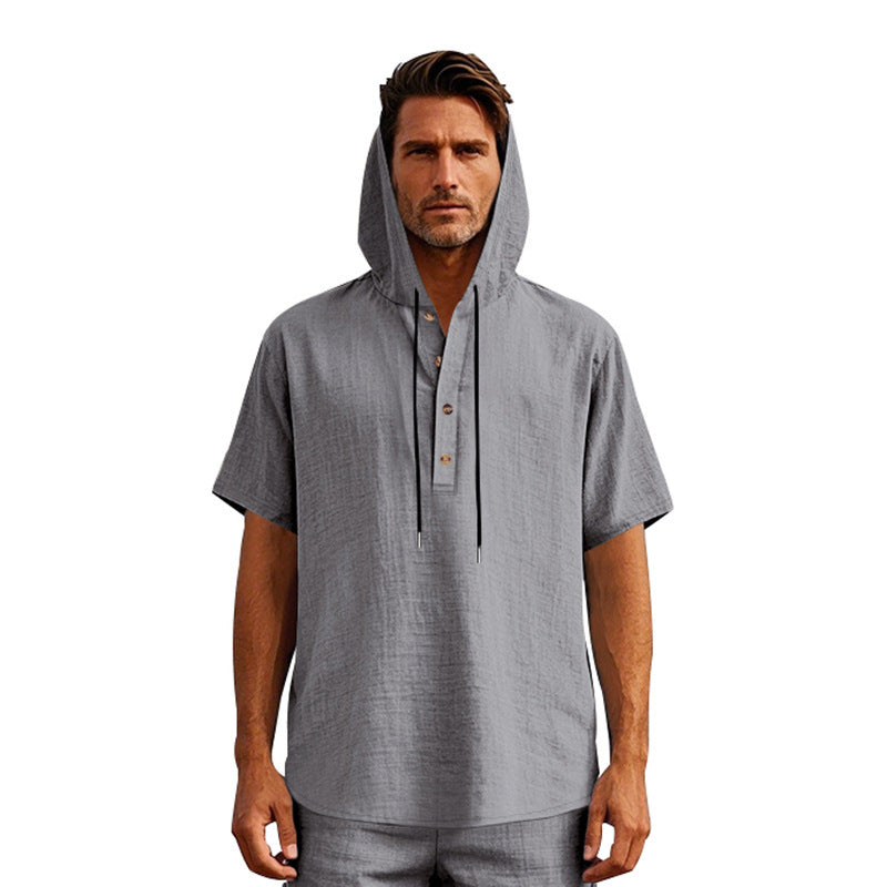 Herren Urbaner Kapuzenshirt mit Knopfleiste und atmungsaktivem Stoff Aliams