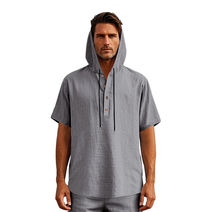 Herren Urbaner Kapuzenshirt mit Knopfleiste und atmungsaktivem Stoff Aliams