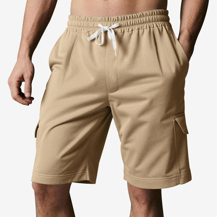 Herren sportliche Cargo-Shorts mit elastischem Bund und seitlichen Taschen Aliams