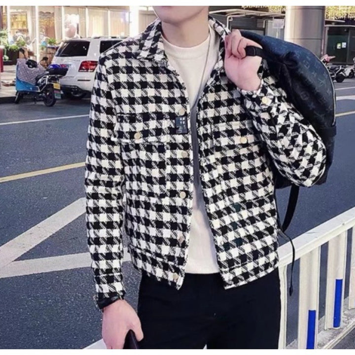 Herren Karierte Denimjacke im modernen Schnitt Aliams