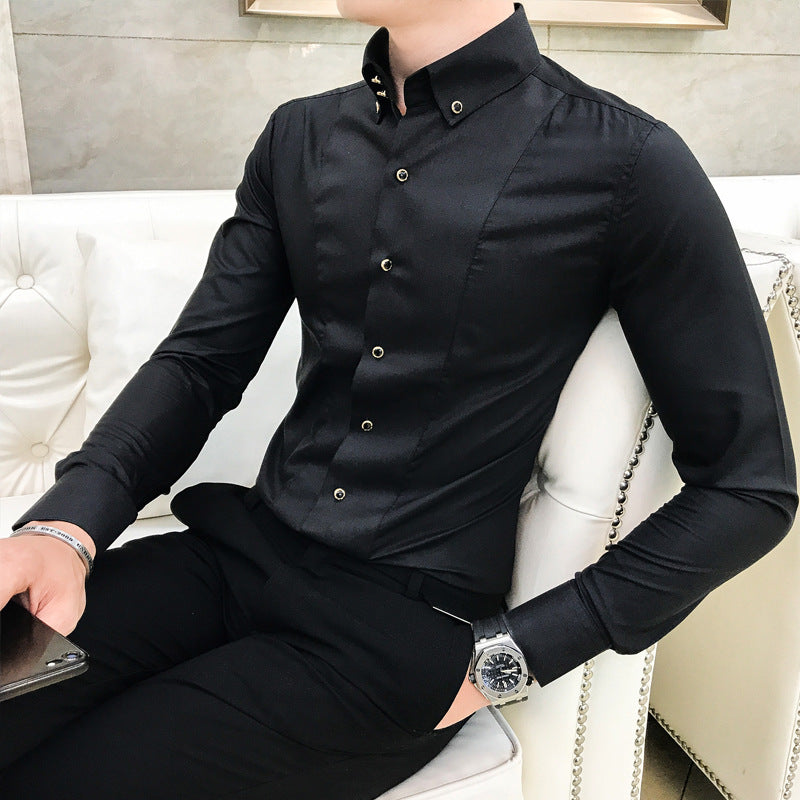 Herren Elegantes Langarmhemd mit feinen Knopfdetails Aliams