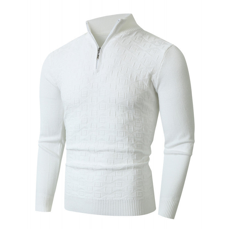 Herren Strickpullover mit modernem Zopfmuster und Halbreißverschluss Aliams