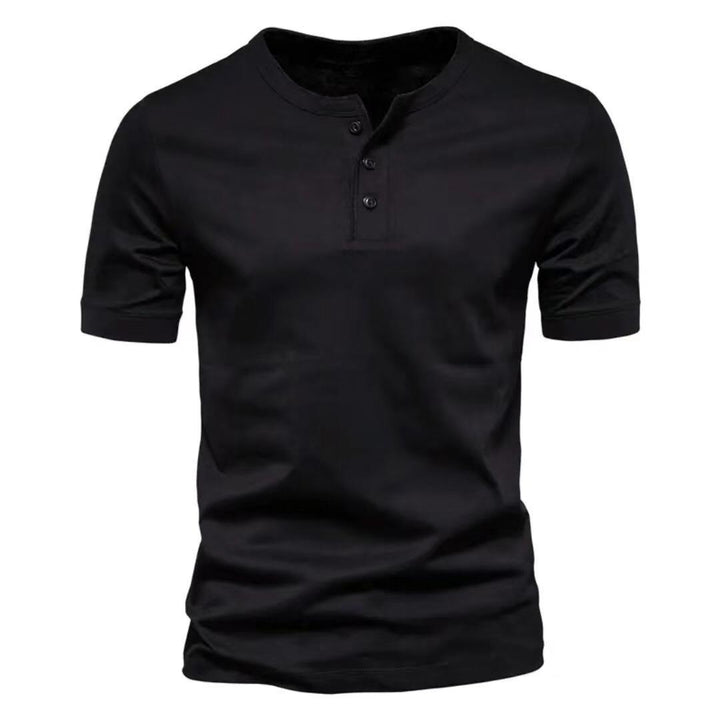 Herren Kurzarm-Henley-Shirt mit Knopfleiste aus atmungsaktiver Baumwolle Aliams