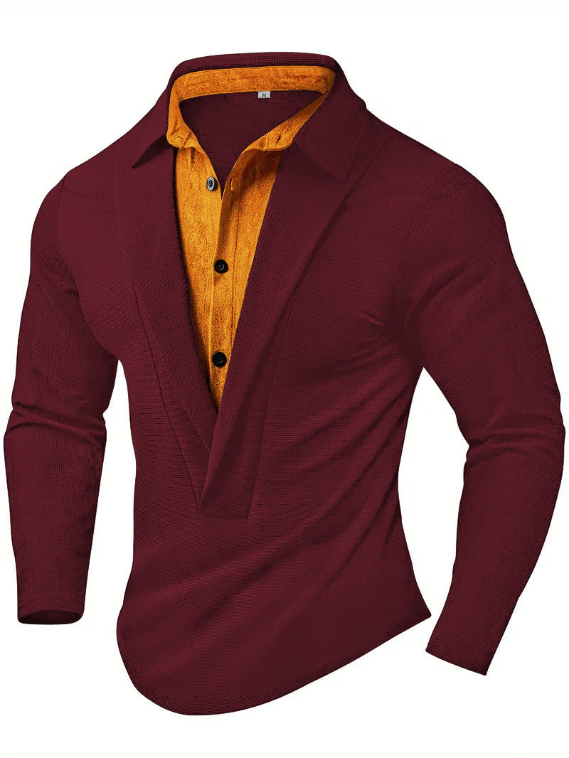 Herren Elegantes Langarmhemd mit modernem Kragen und texturiertem Design Aliams