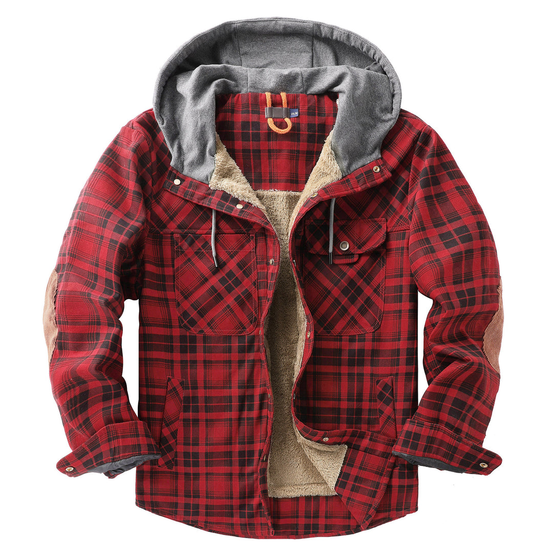 Herren Flanelljacke mit Kapuze und weichem Futter Aliams