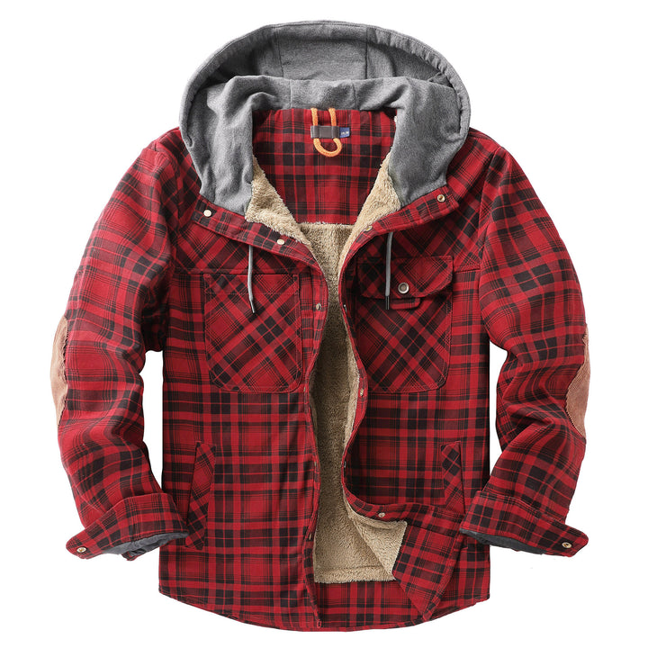 Herren Flanelljacke mit Kapuze und weichem Futter Aliams