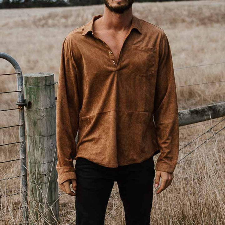 Herren komfortables Langarmhemd aus weichem Stoff Aliams