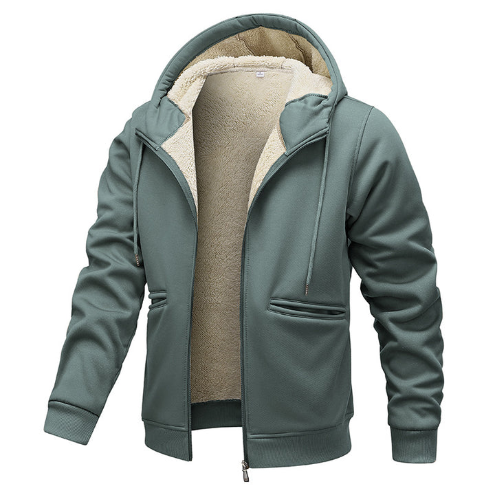 Herren wärmende Fleecejacke mit Kapuze Hedi-Mode