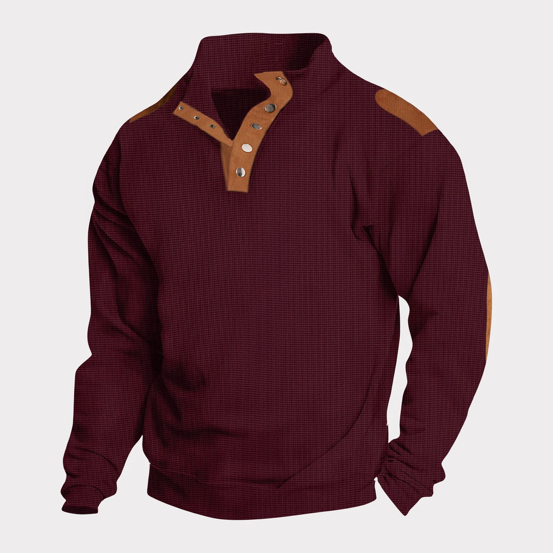 Herren komfortabler Sweatpullover mit innovativem Kragen und praktischen Knopfdetails Aliams