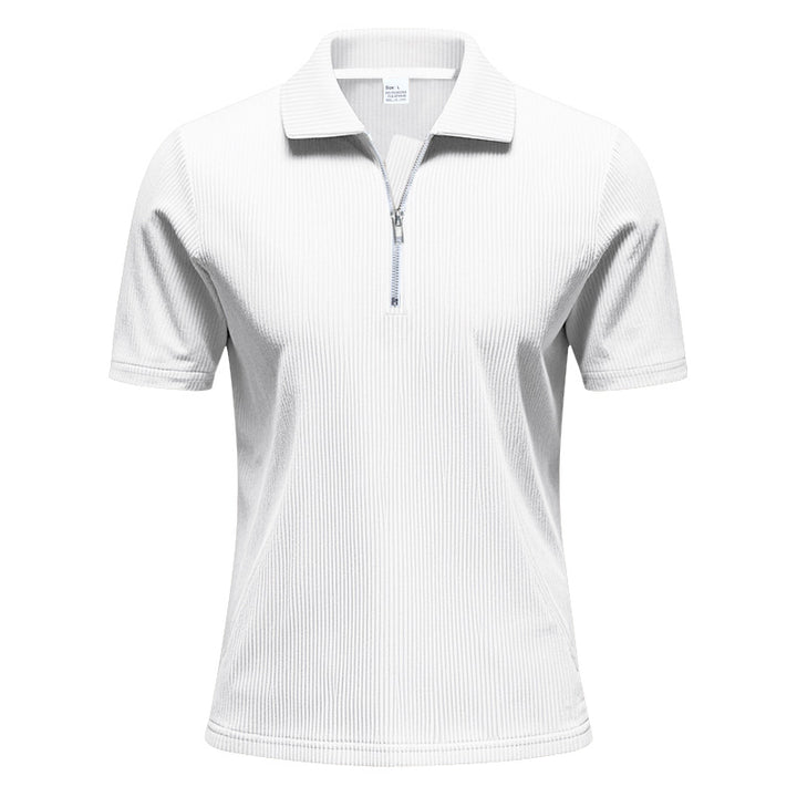 Herren Kurzarm Poloshirt mit Reißverschluss und strukturiertem Design Aliams