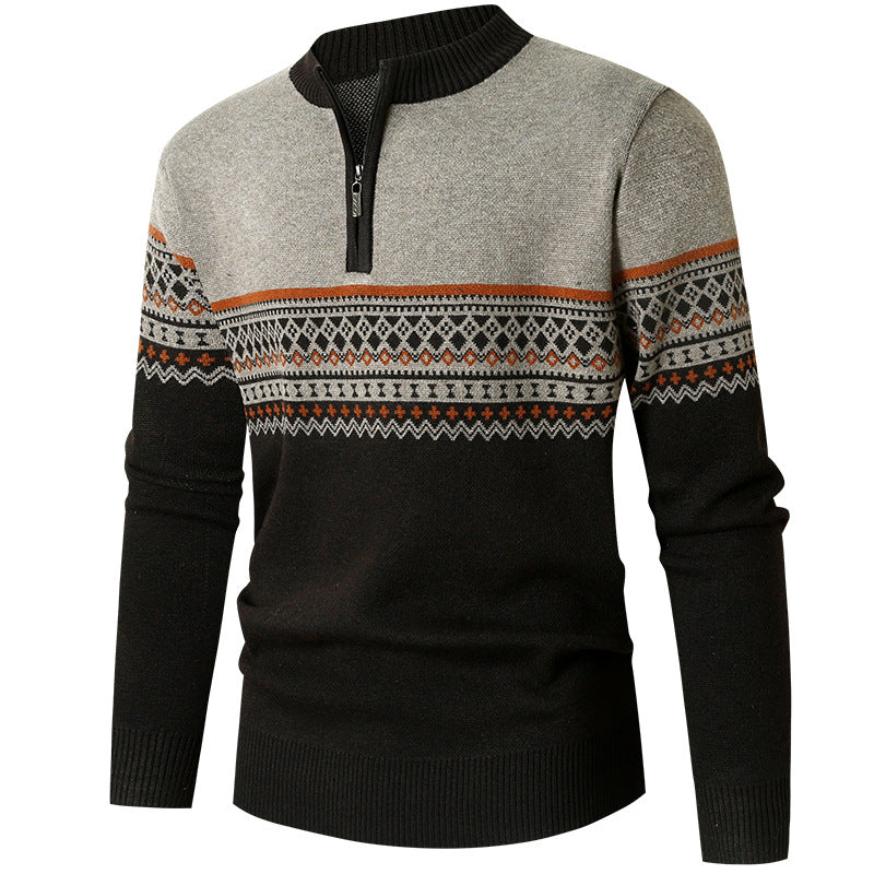 Herren Pullover mit modernem Reißverschluss und geometrischem Muster Aliams