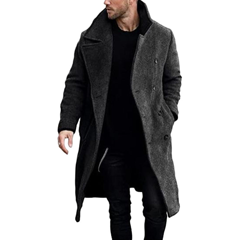 Herren eleganter Wollmantel mit luxuriösem Kragen und modernen Knopfdetails Aliams