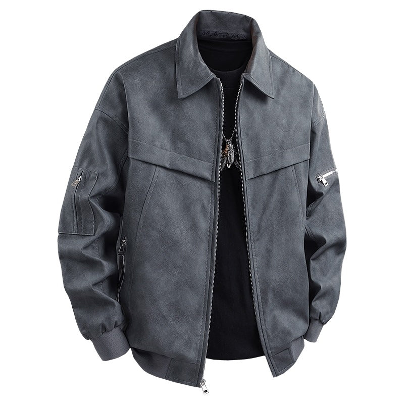 Herren Kunstlederjacke im lässigen Biker-Stil mit praktischen Taschen Aliams