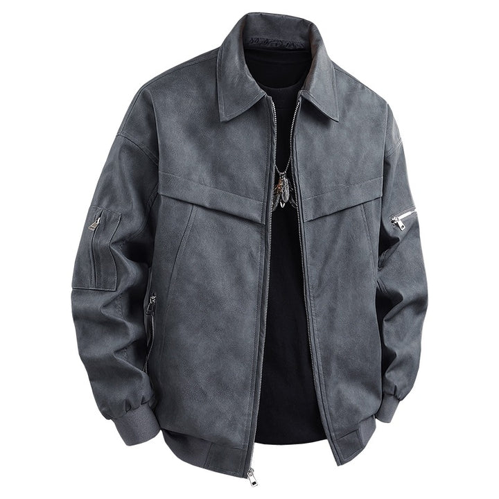 Herren Kunstlederjacke im lässigen Biker-Stil mit praktischen Taschen Aliams