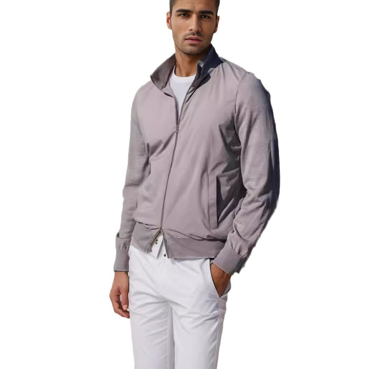 Herren stylische Freizeitjacke mit hohem Kragen und praktischen Taschen Aliams